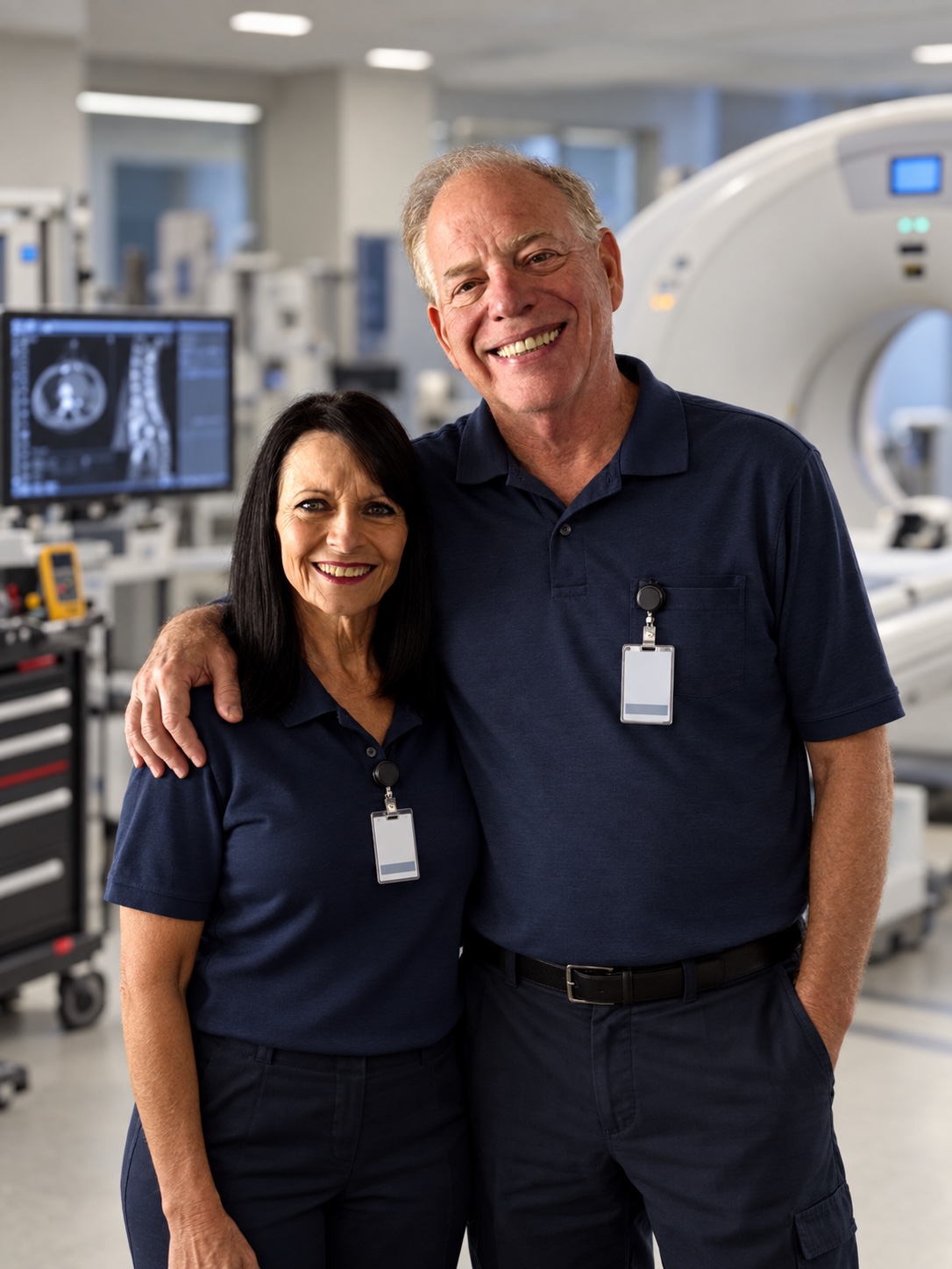 Tom and Debi Lenz in an illustrative hospital imaging setting